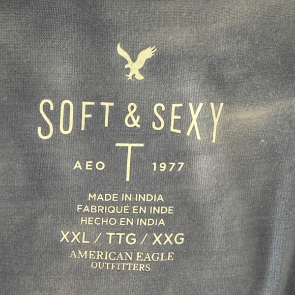 American Eagle Outfitters Blue Tie-Dye V-Neck Blouse - Picture 2 of 8